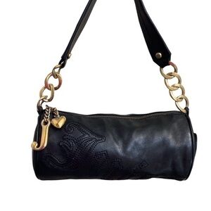 Juicy couture rare black leather mini barrel bag y2k vintage